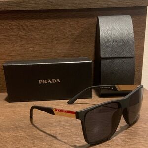 Prada Black Sunglasses with Red Detail